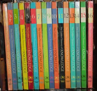 The Golden Treasury Of Knowledge Set Of 16 Hardback Books Volumes 1 - 16 Vtg 1961