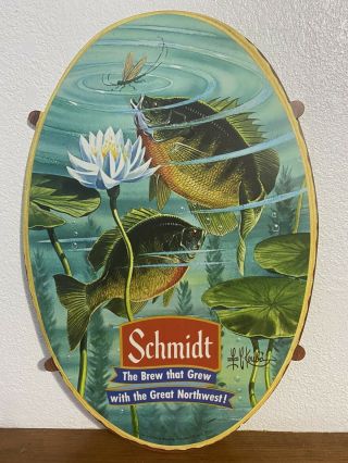 Schmidt Beer Lighted Sign Sunfish Insert Les Kouba Artwork 1950s Insert Only