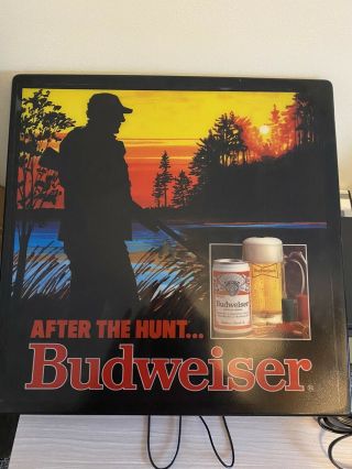Vintage Budweiser Lighted Bar Sign,  After The Hunt 1984