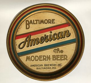 Vintage Antique American Brewery Inc Baltimore Md Beer Advertising Bar Tray