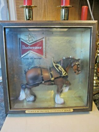 Vintage Budweiser Clydesdale Horse Bar Lighted Sign Beer Advertising Antique Rt