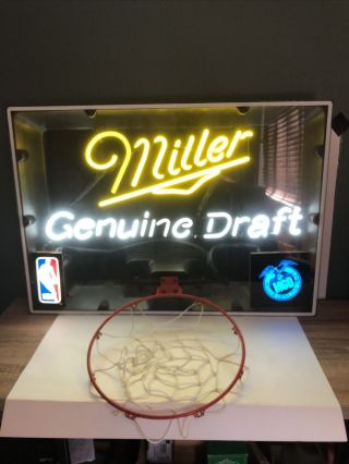 Vintage Nba Miller Draft Basketball Hoop Neon Sign 34”x 24” Neon Light