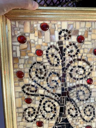 Vintage Glass Mosaic Wall Art Framed 14 1/2” x 11 1/2” 2