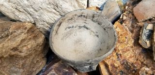 Ancient Anasazi Black On White Dipper Or Ladle Bowl Only Arizona