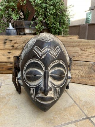 Vintage African Tribal Dancing Mask,  Chokwe Tribe Hand Carved Wood West Cameroon