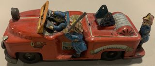 Vintage Tin Friction Fire Truck Made In Japan Tn Nomura (parts)