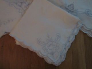 Set of 8 Vintage Placemats,  Napkins and a Runner – Ivory and Light Blue 3