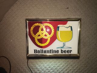 Ballantine Beer Sign Light Motion Spinning Rog Reverse Painted Glass Lighted