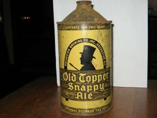 Old Topper Snappy Ale Quart Cone Top Beer Can Irtp Rochester Brewing.  N.  Y.