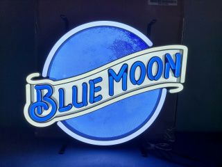 Blue Moon Beer Light Up Moon Led Sign Game Room Man Cave Bar Pub Mib