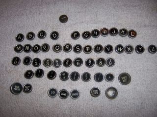 Set 52 Vintage Glass Front Black Remington Typewriter Keys Jewelry Craft
