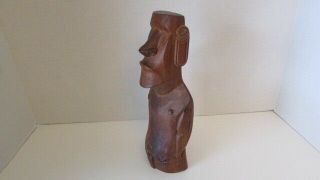 Vintage Rapa Nui Moai Easter Island Hand Carved Wood Tiki Figure