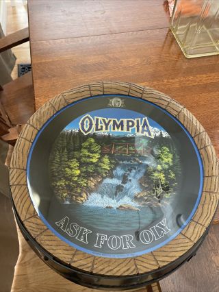 1983 Vintage Olympia Beer Ask For Oly Waterfall Barrel Light Up Sign