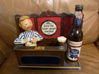 Vintage Pabst Blue Ribbon Beer Bar Sign Display Pbr Bartender