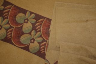 Vintage PAIR Wool Heavy Tan Western Design TWIN Blankets Bedspreads SHABBY 3