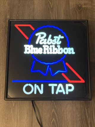 Old Stock Vintage Pabst Blue Ribbon “on Tap” Lighted Beer Sign