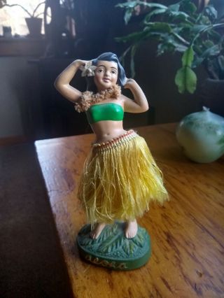 Vintage 6 1/2 " Ahola Hawaiian Hula Dancer Nodder Girl Made In Japan