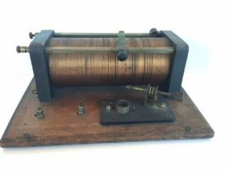 Vintage Crystal Radio Receiver Single Coil On Wood Base With Brandes Headset