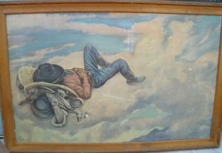 A - 1 Beer Cowboy Dream Picture 1948 Lon Megargree Cowboy Artist