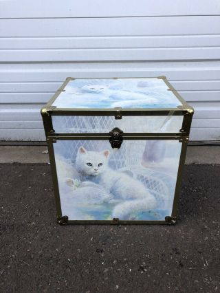Vintage Ruane Manning Cat Kitty Trunk Toy Chest Storage Box 16 " Cube Mid Centry