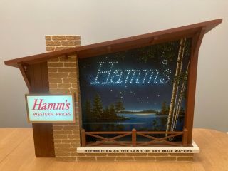 Hamm’s Beer Starry Night Twinkle Lighted Motion Sign Cabin Style 1960’s 2