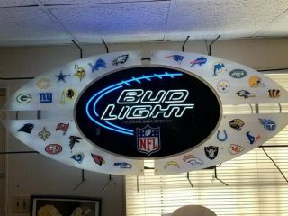 Bud Light Beer 6ft Neon Light Up Sign Nfl Football All 32 Teams Packers Cowboys