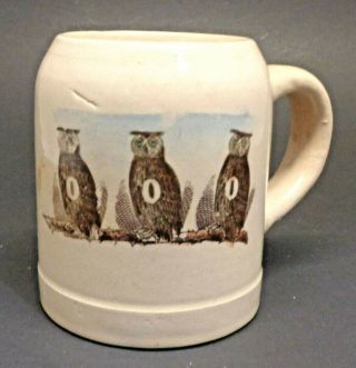 Order Of Owls Stoneware Pre - Prohibition Beer Mug Westmoreland Brewing