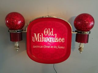 (vtg) 1960s Old Milwaukee Beer Light Up Back Bar Sign Schlitz Brew Rare