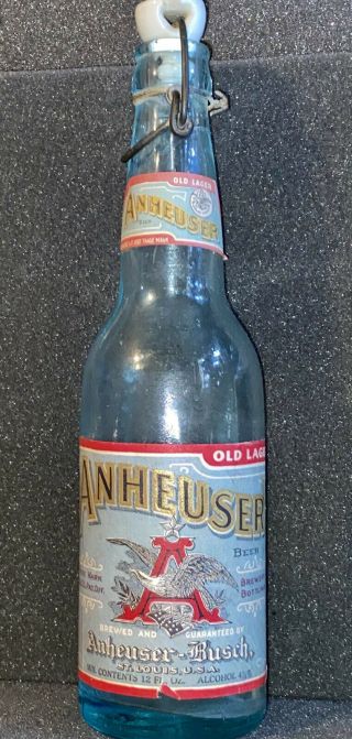 Anheuser Old Lager Beer Anheuser Busch,  St.  Louis,  Mo.  Pre - Pro,  Budweiser Bottle