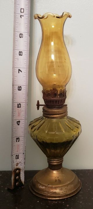 Vintage Colored Glass 10 " Oil Lamp