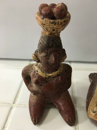 Pre - columbian Mayan Red Clay Terra Cotta Fogurines 3