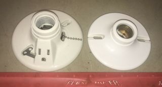 Vintage White Porcelain Ceiling Light Fixtures Socket Chain Electrical Outlet