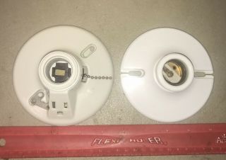 Vintage White Porcelain Ceiling Light Fixtures Socket Chain Electrical Outlet 2