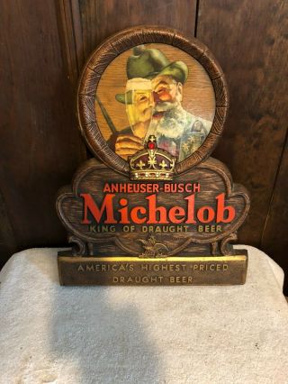 Vintage Rare Anheuser - Busch Michelob Draught Beer Hanging Sign,  18 1/2 " X 14 1/2