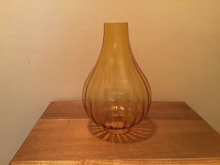 Vintage Amber Paneled Ribbed Optic Lamp Light Shade 2” Fitter