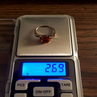 Vintage Gold 10k Ring With Orange Gemstone 2.  69 Grams