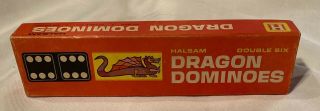Vintage 50s 60s Boxed Dragon Dominoes Double Six Game Halsam Playskool Complete