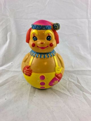 Vintage - 1972 - The First Years - Plastic - Roly Poly - Jingle Chime - Clown
