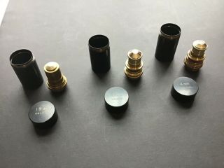 3 - Vintage Brass B&l Bausch & Lomb Microscope Lens 1.  9mm 3mm & 4mm