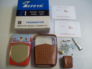 Vtg Zephyr Transistor 9 Radio - Parts/repair