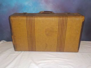 Vintage Tweed And Stripe Suitcase