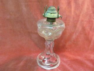 8 1/2 " Eapg Pedestal Oil Kerosene Lamp With P&a Mfg Banner Burner