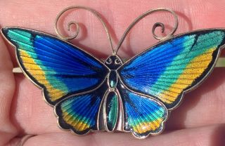 Vintage David Andersen Norway Enamel Butterfly Pin Brooch Sterling 925s