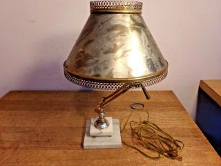 Italy Brass Desk Lamp With Marble Base Articulating Metal / Card Board Shade