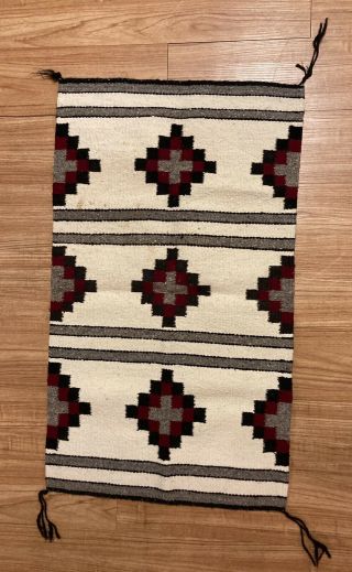 Vintage Navajo Style Rug Weaving Quilt Squares Motif Mexican Origin Likely