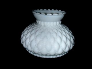 Milk Glass Lamp Shade Diamond Quilt 5 3/4 " Fitter Crimped Top Oil Student Electr
