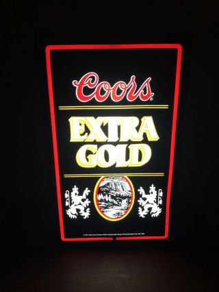 Vintage Coors Extra Gold Light Up Box 1985 Beer Sign 26x16” -