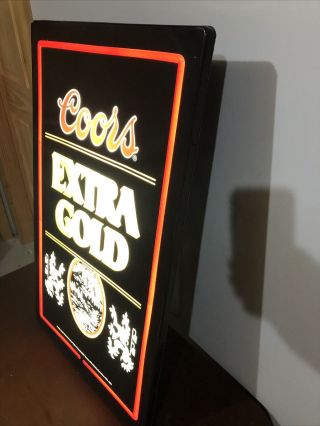 Vintage Coors Extra Gold Light Up Box 1985 Beer Sign 26x16” - 3