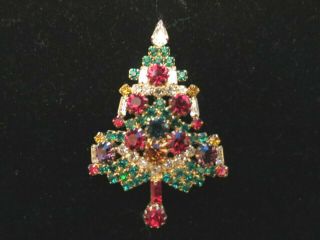 Vintage Authentic Eisenberg Crystal Christmas Tree Pin