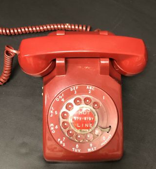 Vintage Red - Western Electric Bell System Rotary Desk Phone 500 Dm